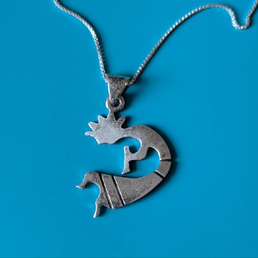 Vintage Sterling Silver Kokopelli Pendant Necklace